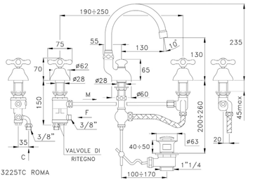 ROMA 3225TC - 3 hole countertop washbasin tap by RUBINETTERIE STELLA - view 3